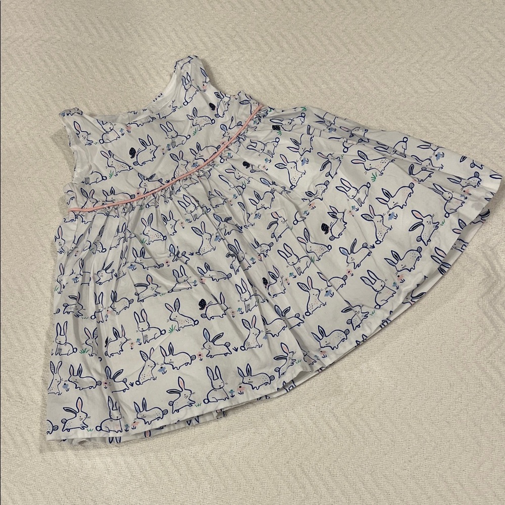 Gymboree White and Blue Bunny Print Dress